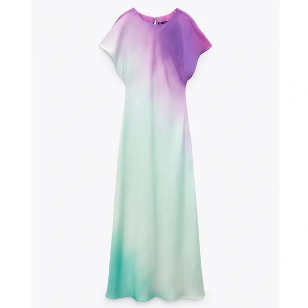 ZARA Multicolour Long Tie-Dye Dress Size XL